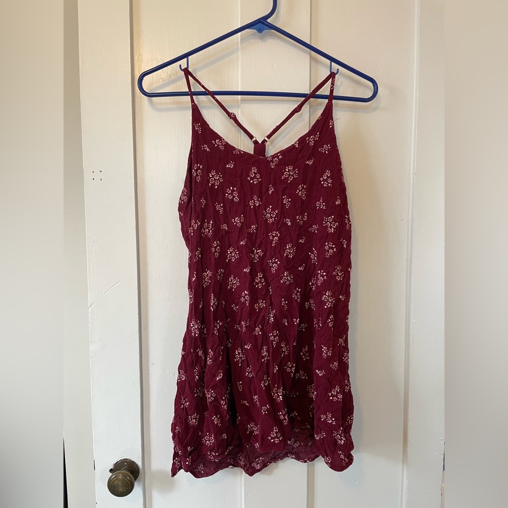 Maroon Floral Tank Top